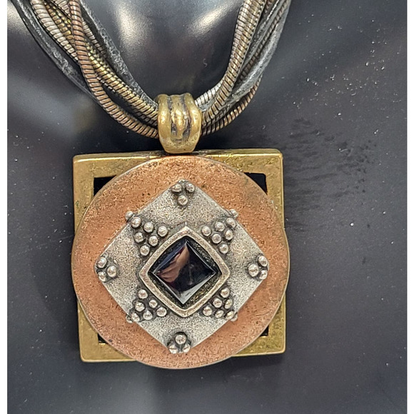 Chico’s Rope Necklace Silver Copper Gold With Stone Drop Pendant Gift for Her - Picture 5 of 6